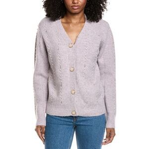 Fate Womens  Pearl Trimmed Cardigan, Purple